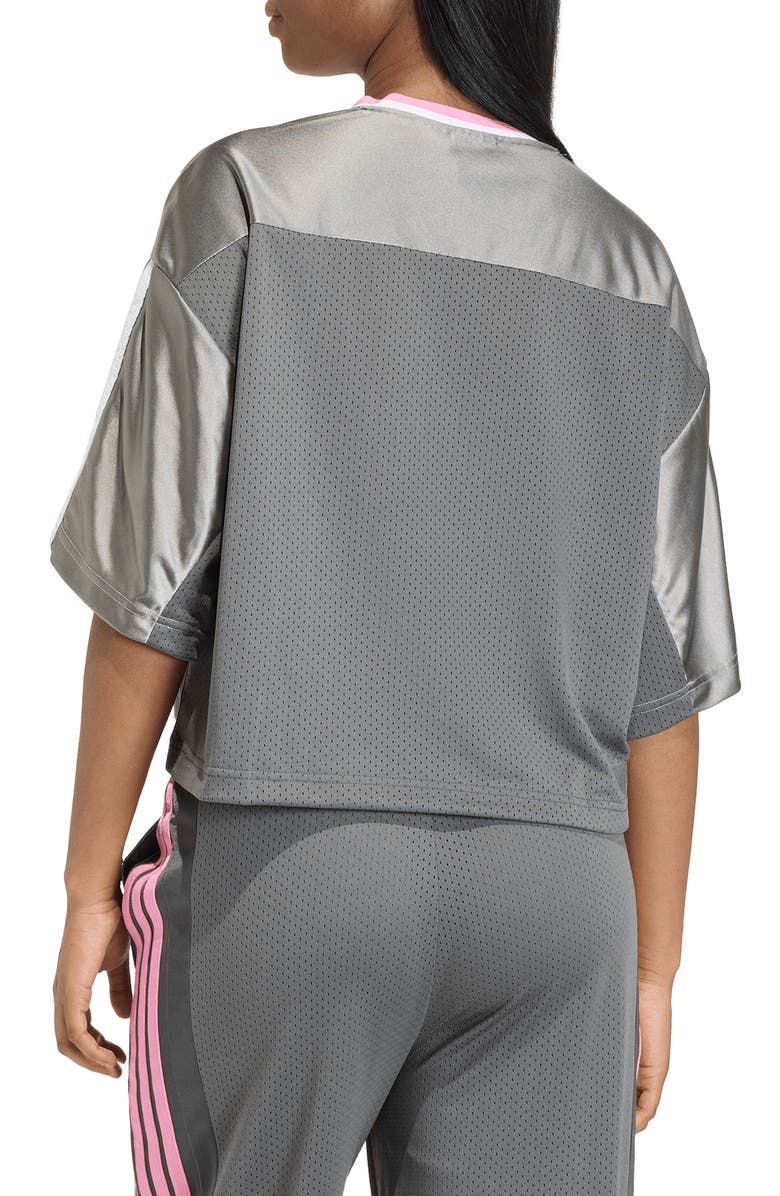 adidas Stadium Graphic Mesh T-Shirt, Alternate, color, Grey Six/ St Tropic Bloom