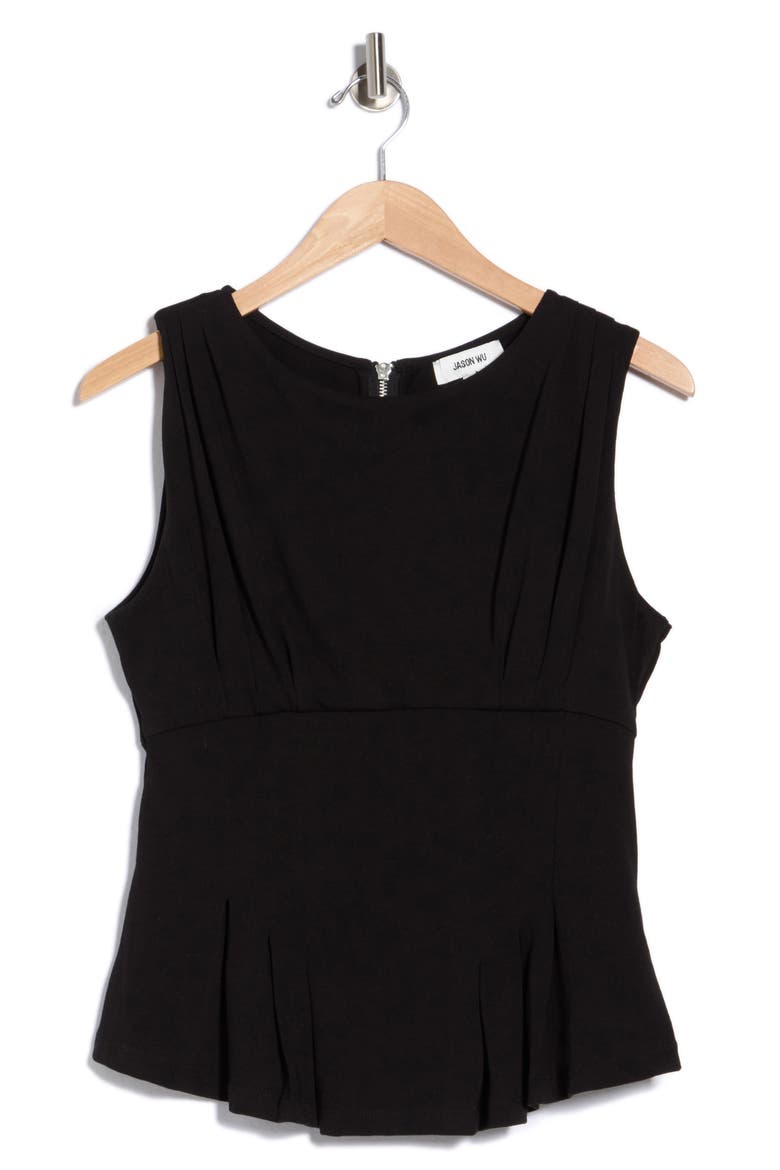 Pleated Peplum Knit Top, Main, color, BLACK