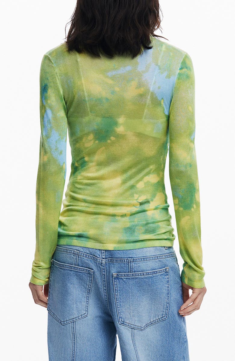 Desigual Mock Neck Sweater, Alternate, color, Green Yellow
