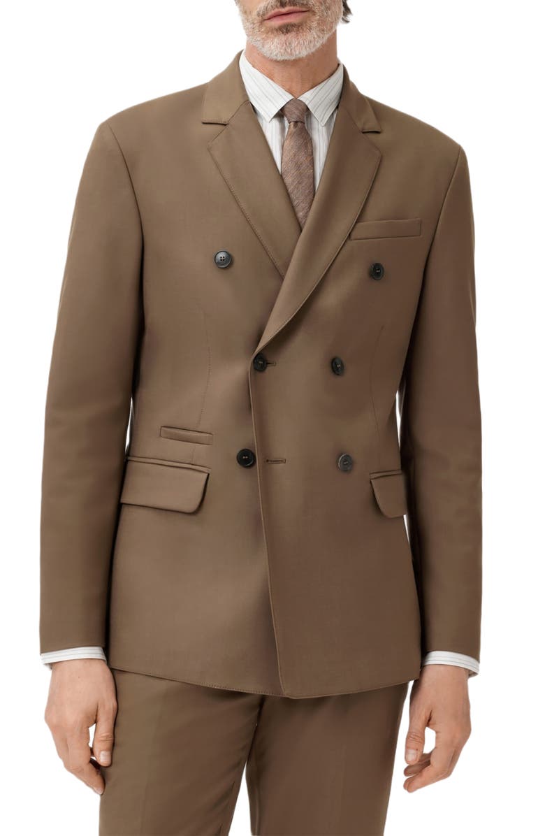 John Varvatos Devitt Double Breasted Blazer, Main, color, Twig