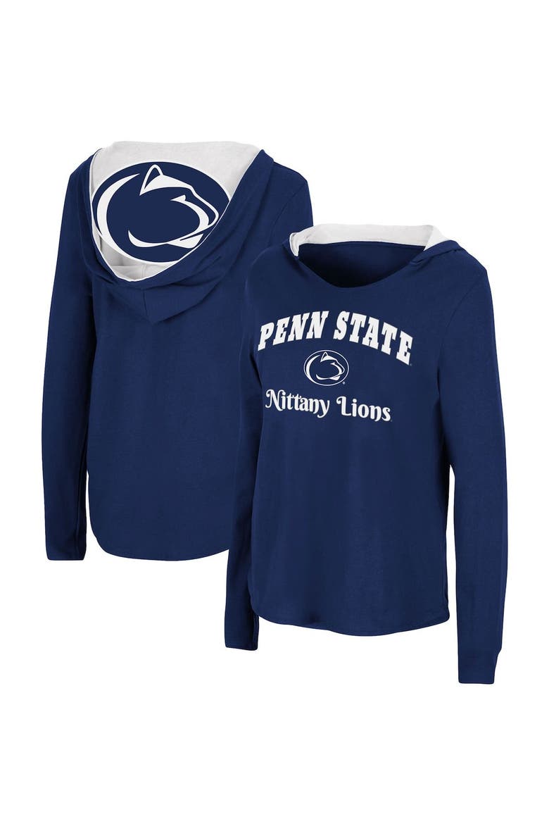 Women's Colosseum Navy Penn State Nittany Lions Catalina Hoodie Long Sleeve T-Shirt, Main, color, Navy