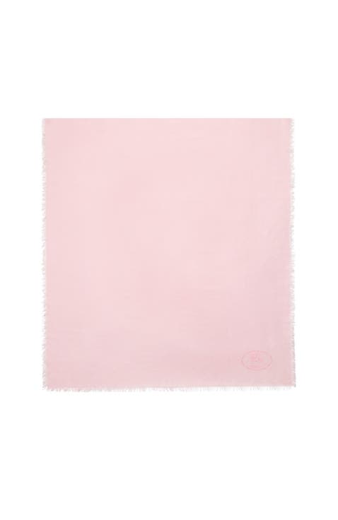 Wide Check Wool Silk Scarf