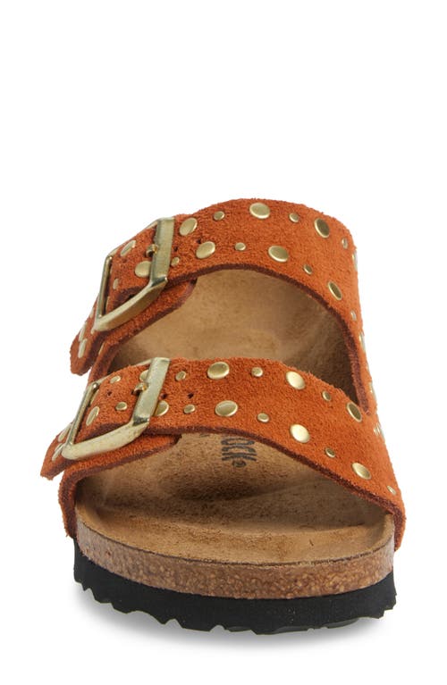 Birkenstock Studded Suede Sandals Buckles In Dark Rust