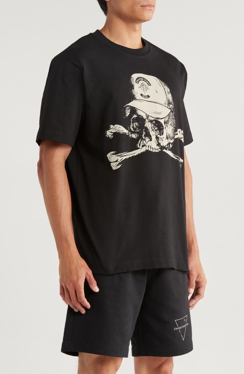 OVERNIGHT ANGELS CREW Skull Cap Oversize Cotton Graphic T-Shirt, Alternate, color, Black