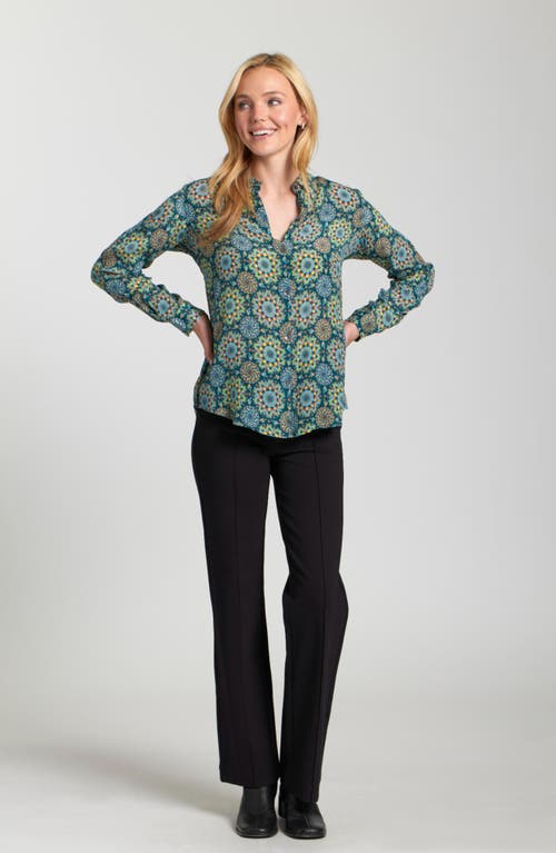Apny Abstract Print Roll Tab Sleeve Chiffon Button-up Shirt In Multi