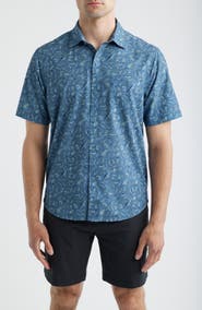 Tommy Bahama Bahama Coast Night Schooled Fish Print IslandZone® Short Sleeve Button-Up Shirt