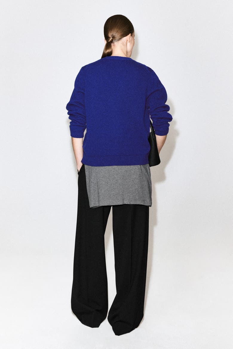 Merino Wool V-neck Cardigan, Alternate, color, COBALT BLUE
