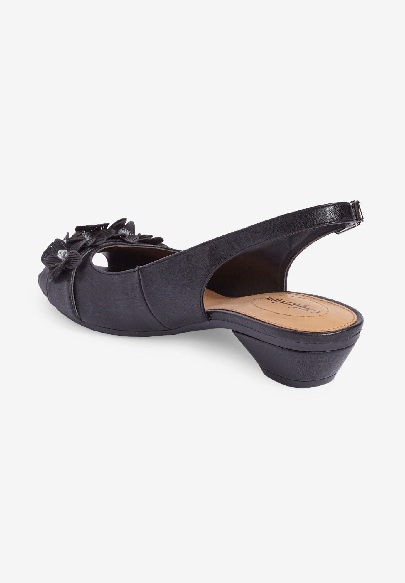 Comfortview The Rider Leather-Like Slingback, Alternate, color, Black