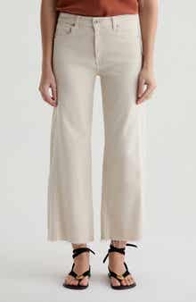 AG Saige Raw Hem Paneled Ankle Wide Leg Jeans