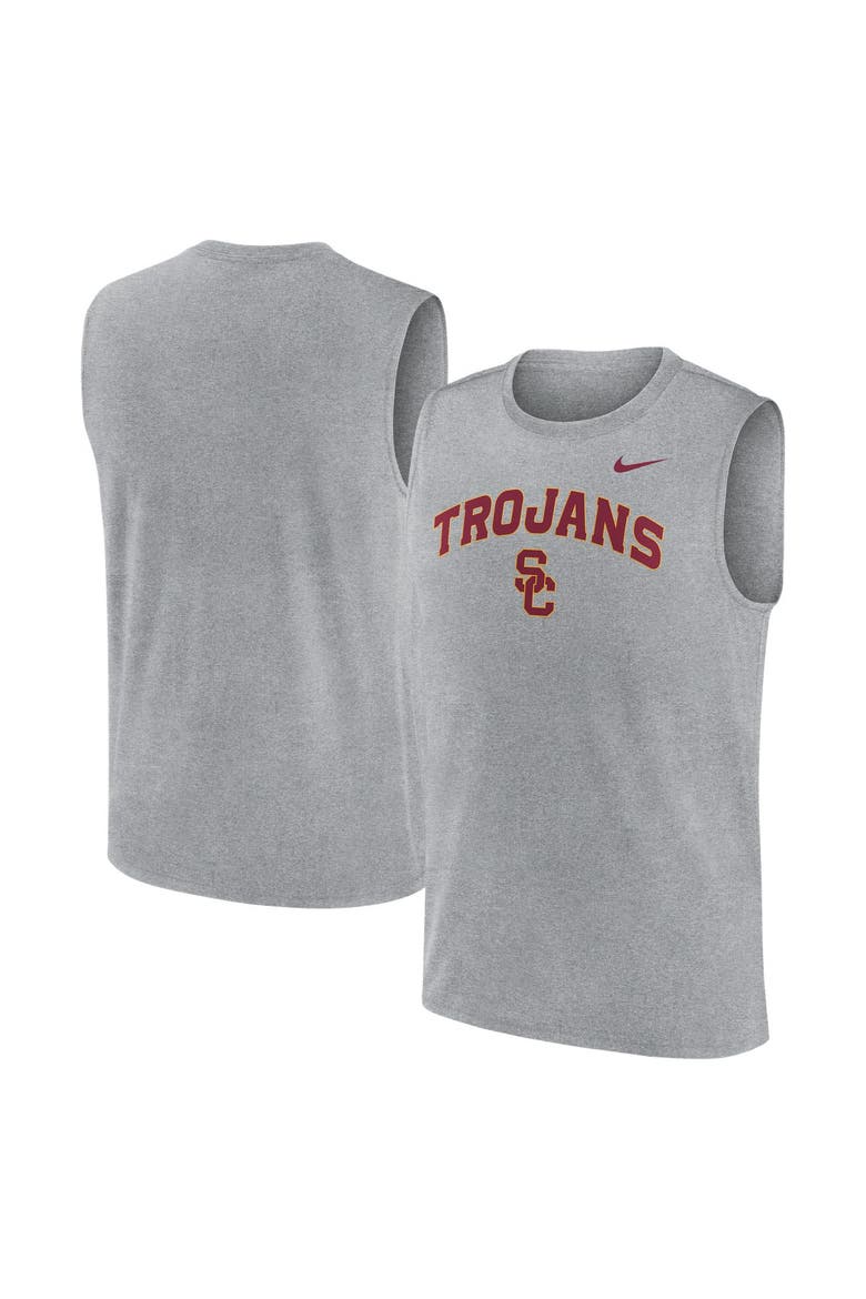 Men's Nike Heather Gray USC Trojans Primetime Legend Arch Dri-FIT Muscle Tank Top, Main, color, Heather Gray