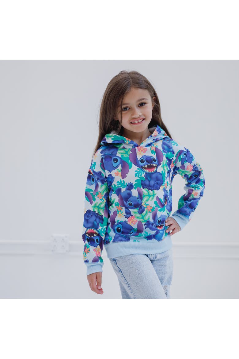 Lilo & Stitch Fleece Pullover Hoodie, Alternate, color, Stitch Tropical Blue