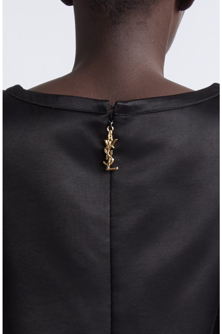 Cassandre Satin Shift Dress, Alternate, color, NOIR