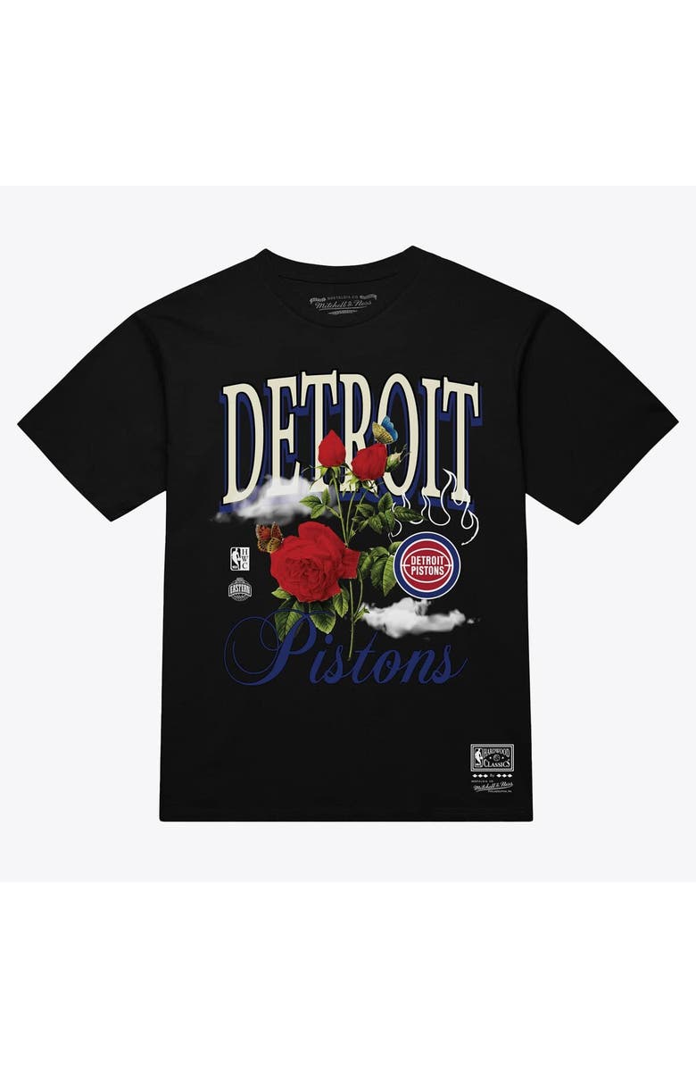Mitchell & Ness Unisex Mitchell & Ness Black Detroit Pistons Floral Graphic T-Shirt, Main, color, Black