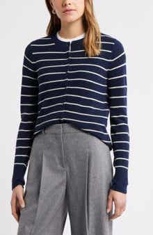 Caslon® Crewneck Merino Wool Blend Cardigan