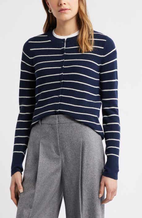 Caslon® Crewneck Merino Wool Blend Cardigan