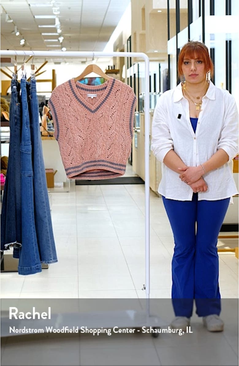 Stripe Trim Chenille Sweater Vest, sales video thumbnail