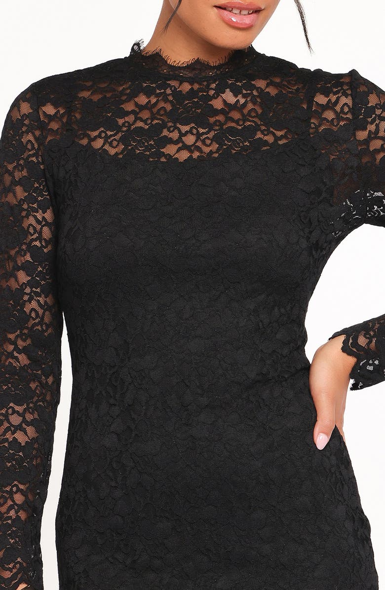 Petal & Pup Davina Long Sleeve Midi Dress, Alternate, color, Black