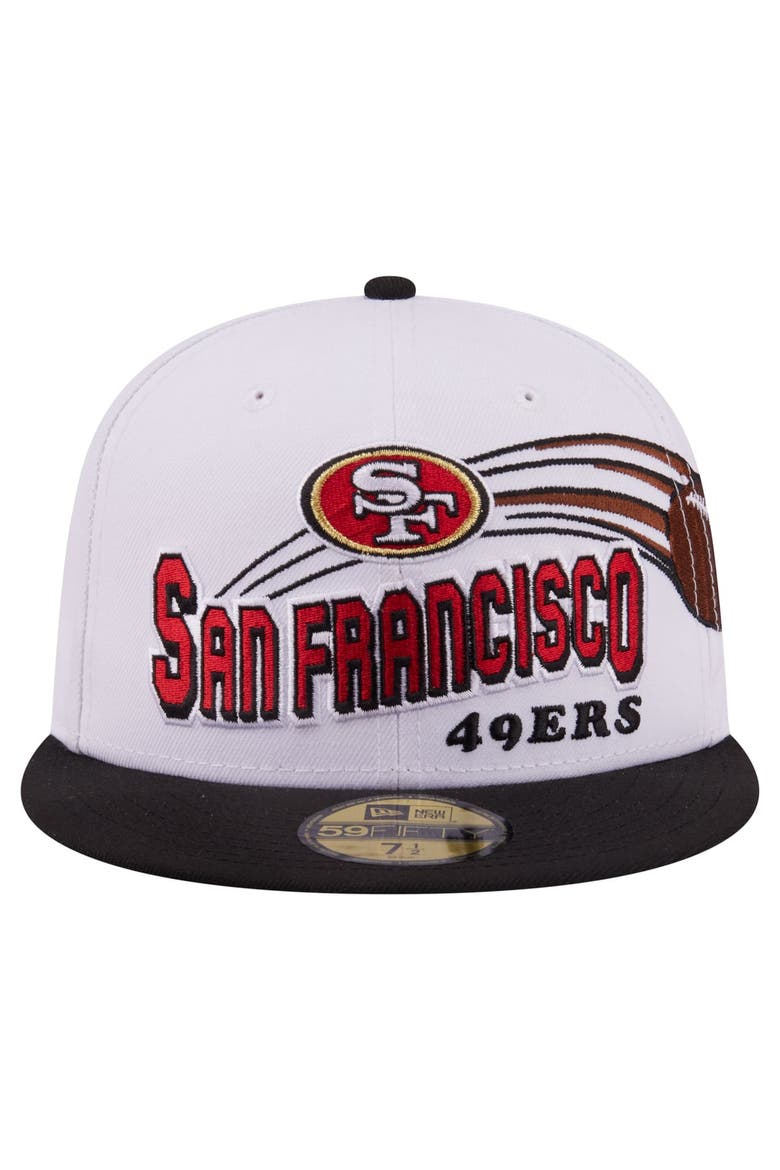Men's New Era White/Black San Francisco 49ers Retro Swoop 59FIFTY Fitted Hat, Alternate, color, White