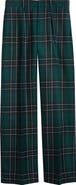 JW Anderson Plaid Pleated Straight Leg Wool Trousers