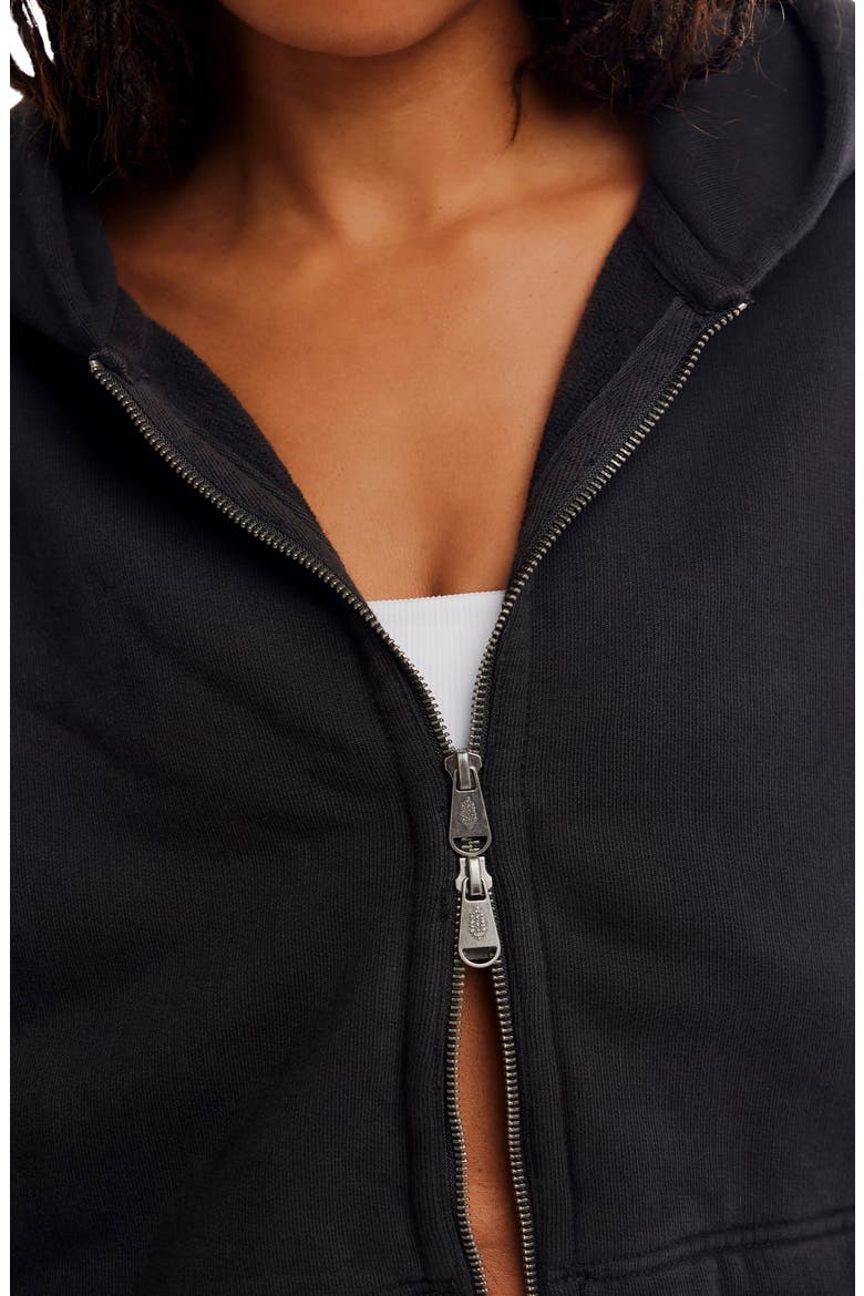 FP Movement A Cut Above Cotton Zip Hoodie, Alternate, color, BLACK