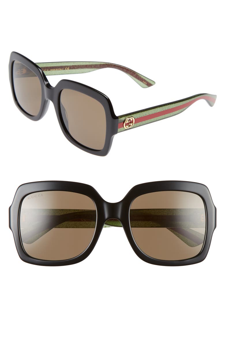 54mm Square Sunglasses, Main, color, BLACK