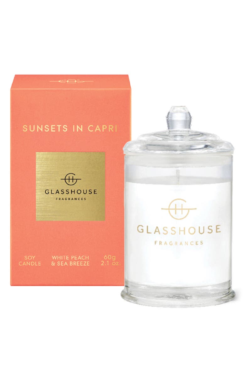 Glasshouse Fragrances Sunsets in Capri Mini Scented Candle, Main, color, Sunsets In Capri