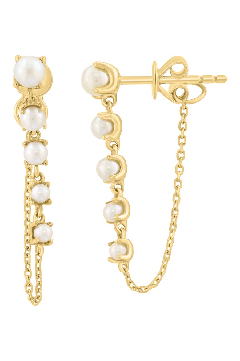 14K Yellow Gold Cultured Freshwater Pearl Front/Back Earrings, Alternate, color, WHITE