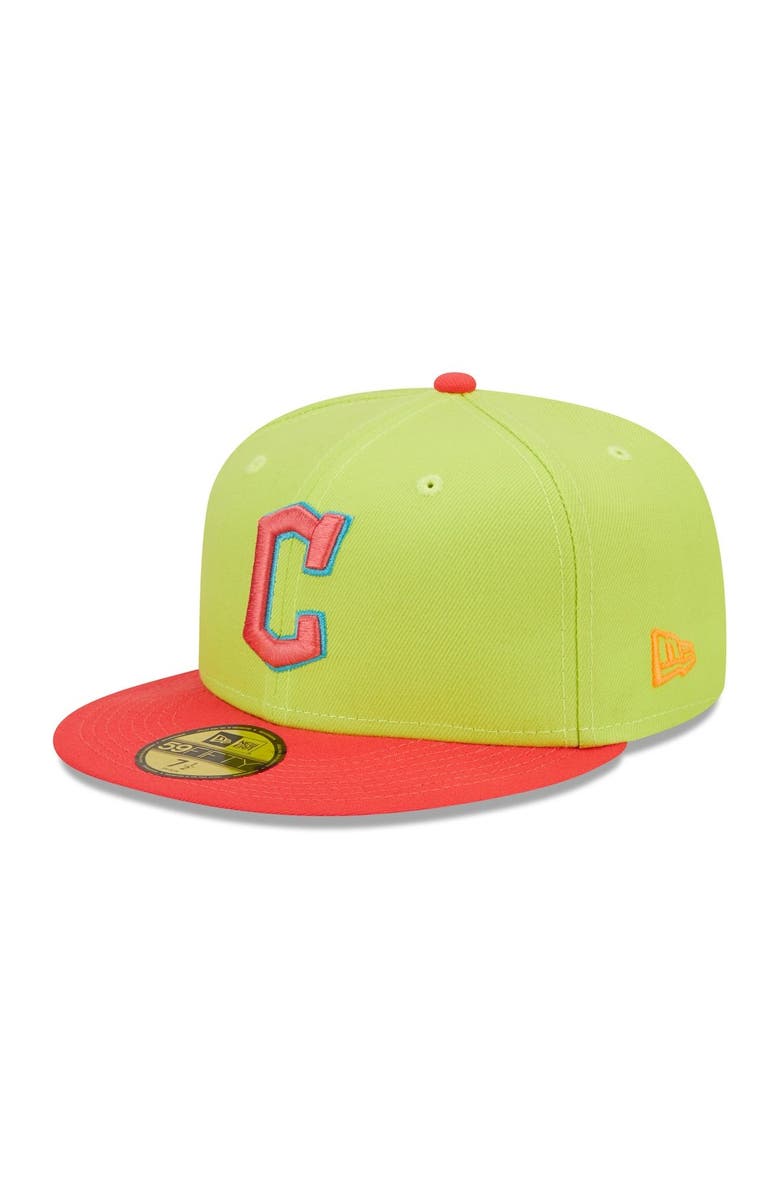 New Era Men's New Era Green/Red Cleveland Guardians  Cyber Highlighter 59FIFTY Fitted Hat, Alternate, color, 