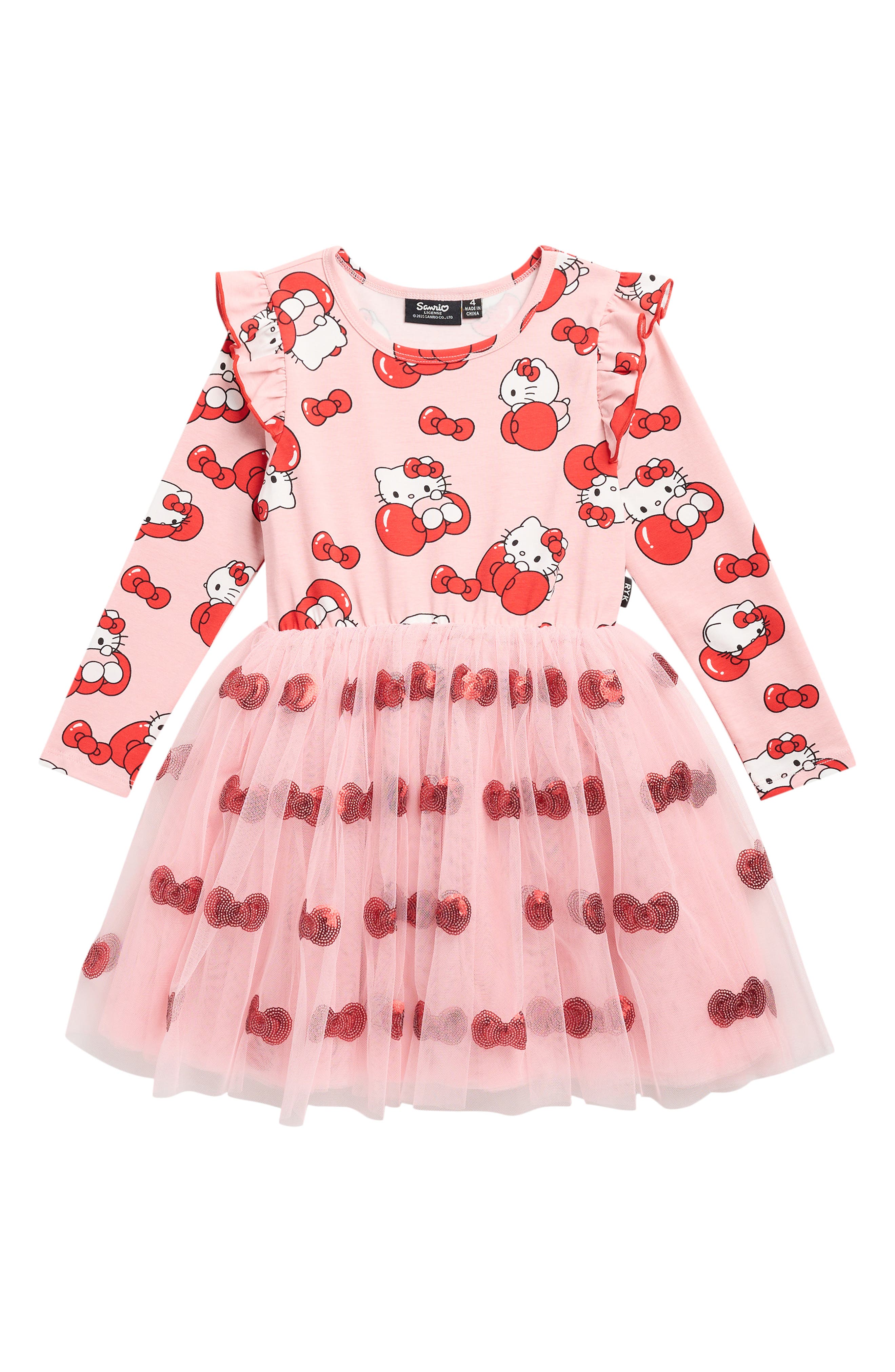 hello kitty long sleeve dress Rock Your Kid Hello Kitty Tulle Dress in Pink at Nordstrom, Size 8