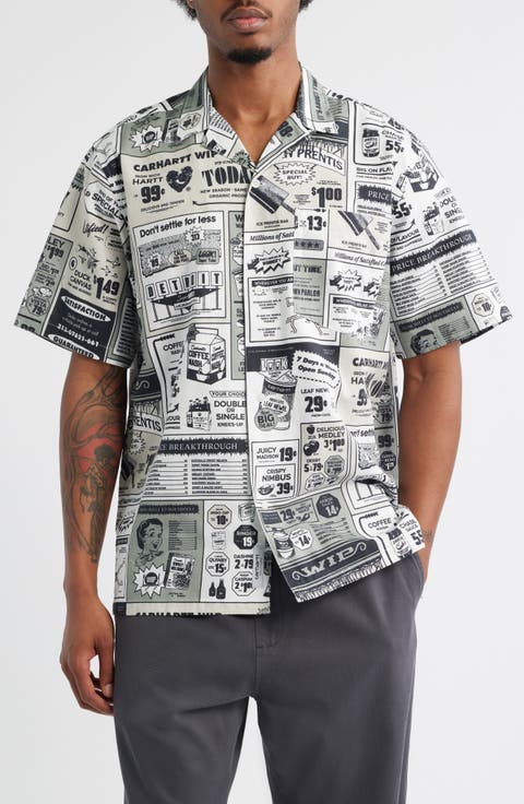 Catalogue Newspaper Print Cotton & Linen Camp Shirt
