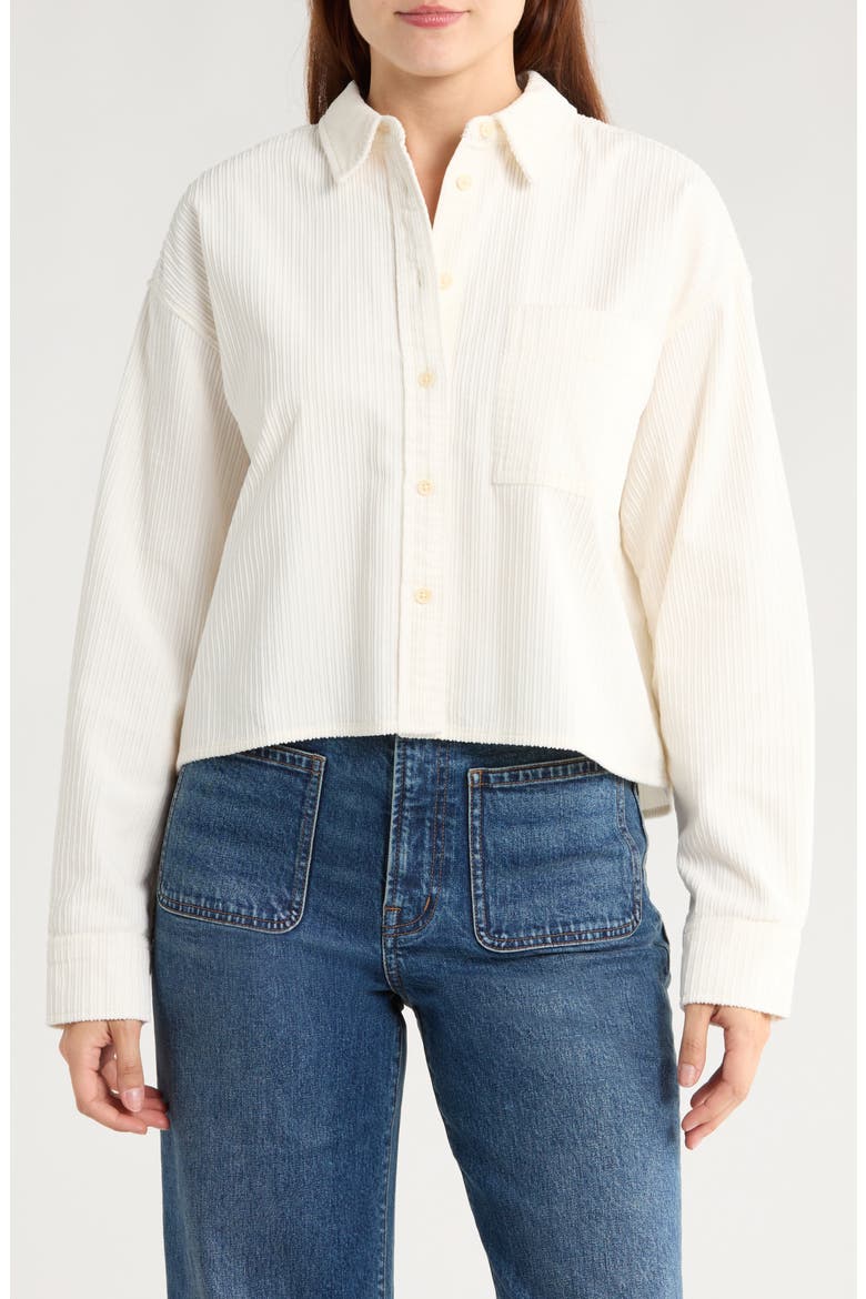 Variegated Corduroy Button-Up Shirt, Main, color, LIGHTHOUSE