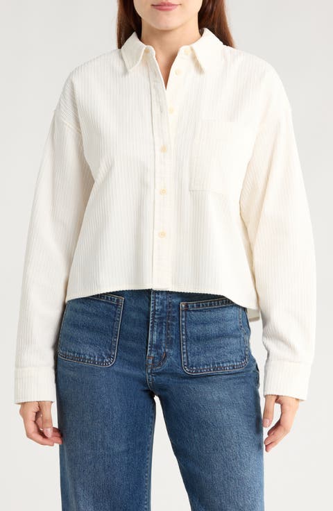 Variegated Corduroy Button-Up Shirt