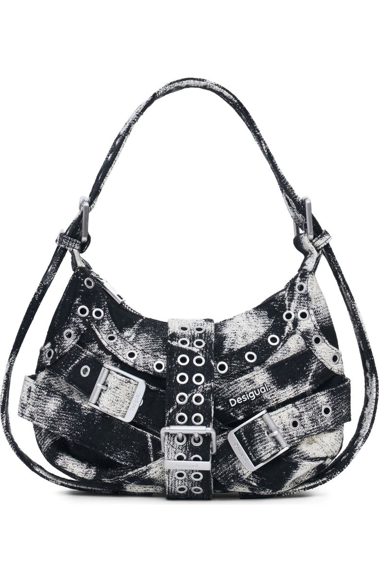 Desigual Logo Belt Detail Shoulder Bag, Main, color, Light Gray