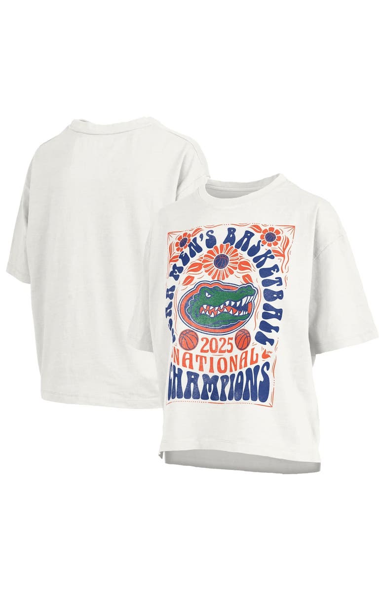 PRESSBOX Women's Pressbox White Florida Gators 2025 NCAA Men's Basketball National Champions Harmony Motley Crew Oversized Slub T-Shirt, Alternate, color, 