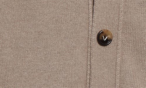Bottega Veneta Classic Cashmere Blend V-neck Cardigan With Intrecciato Leather Elbow Patches In Brown