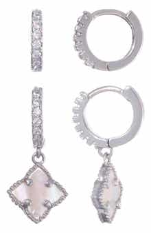 Adornia Set of 2 Clover of Hoop Earrings