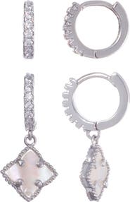 Adornia Set of 2 Clover of Hoop Earrings