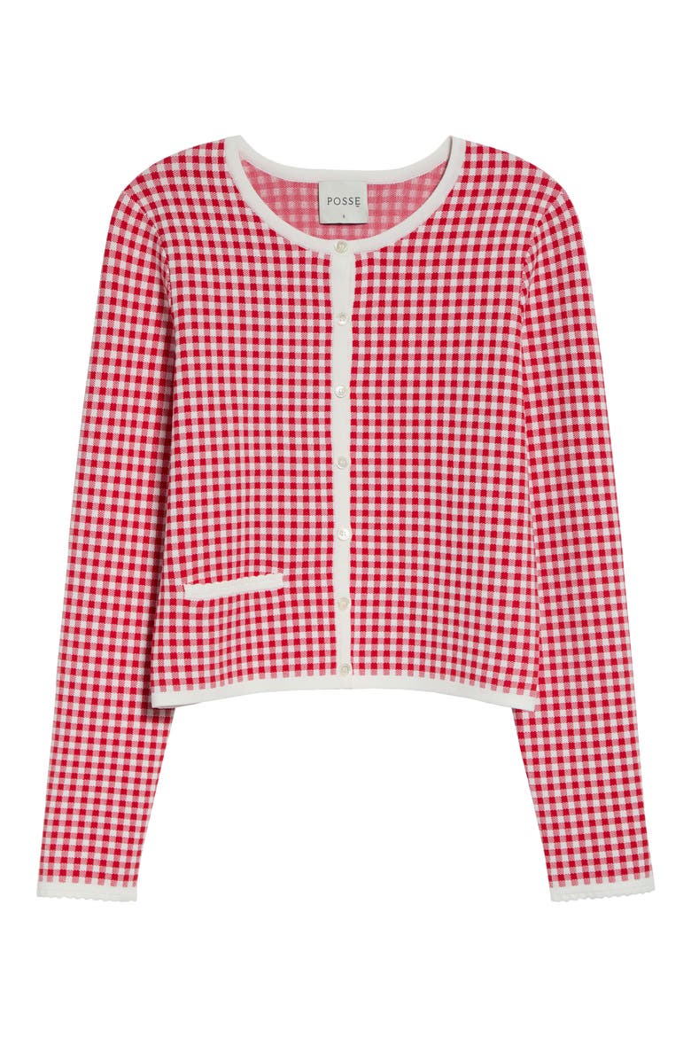 Micah Gingham Cardigan, Main, color, RED GINGHAM