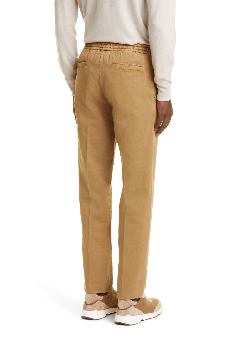 Cotton & Linen One-Pleat Chinos, Alternate, color, ALDER