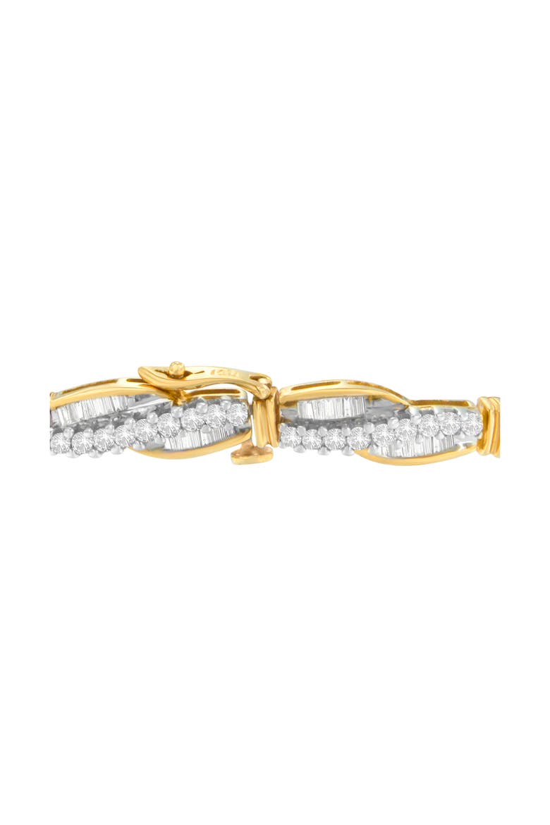 14K Yellow Gold Round and Baguette Cut Winding Love Diamond Bracelet, Alternate, color, Yellow