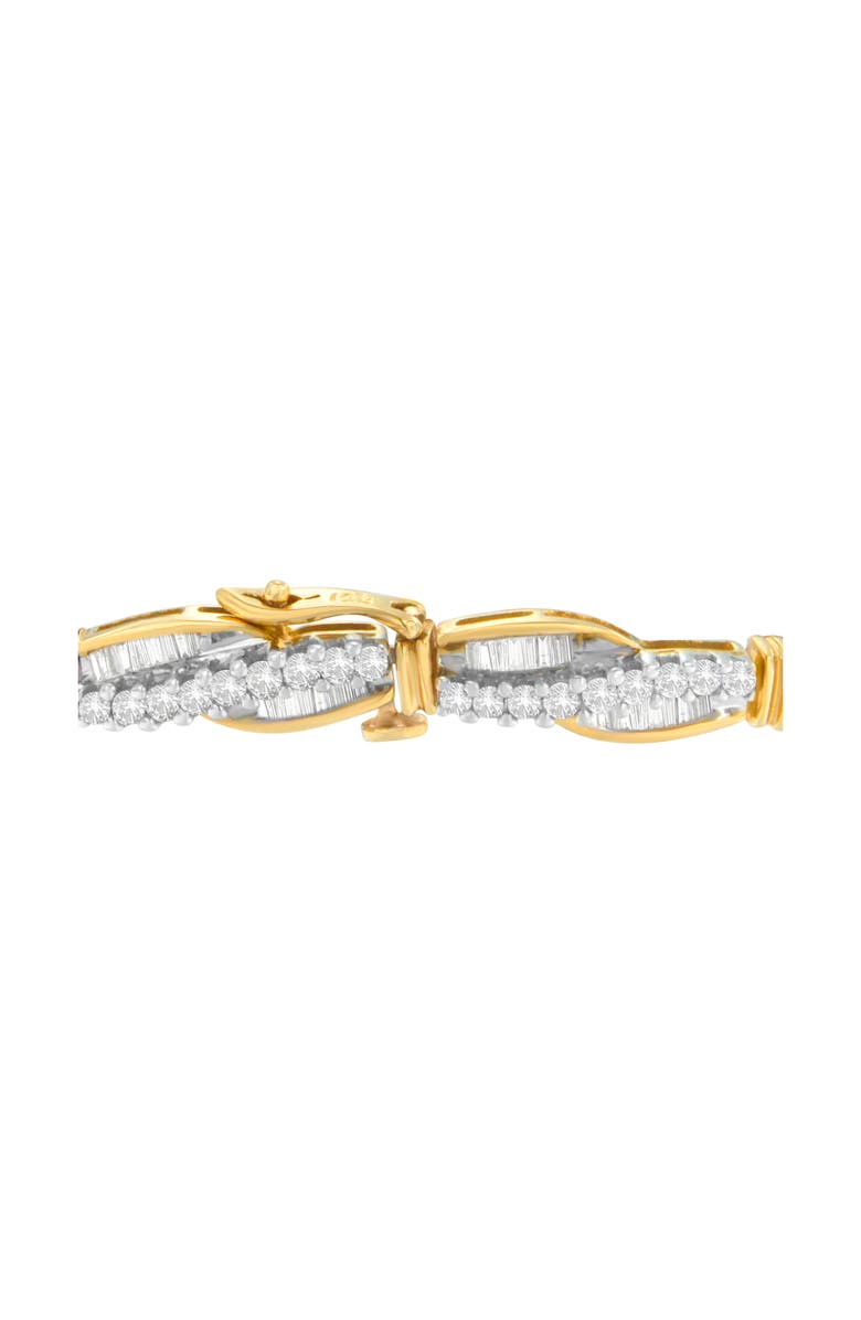 Haus of Brilliance 14K Yellow Gold Round and Baguette Cut Winding Love Diamond Bracelet, Alternate, color, Yellow