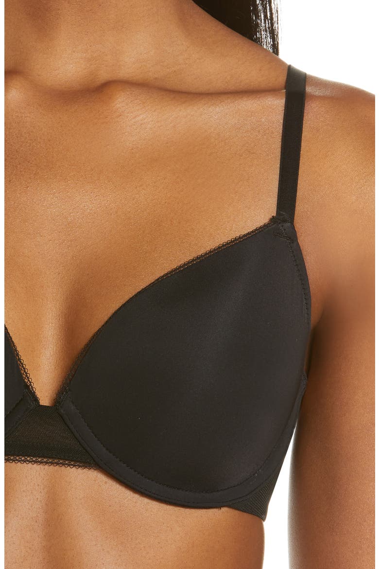 Shea Mesh Trimmed T-Shirt Bra, Alternate, color, TRUE BLACK