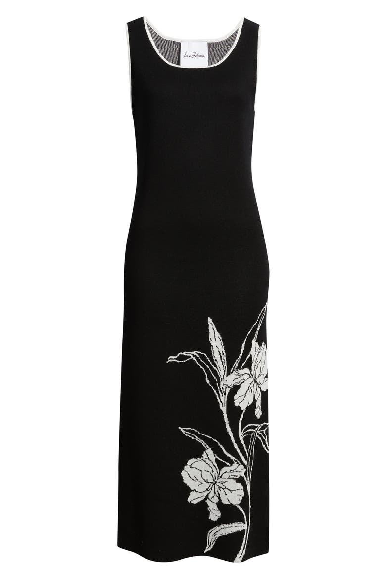 Floral Knit Maxi Dress, Alternate, color, BLACK