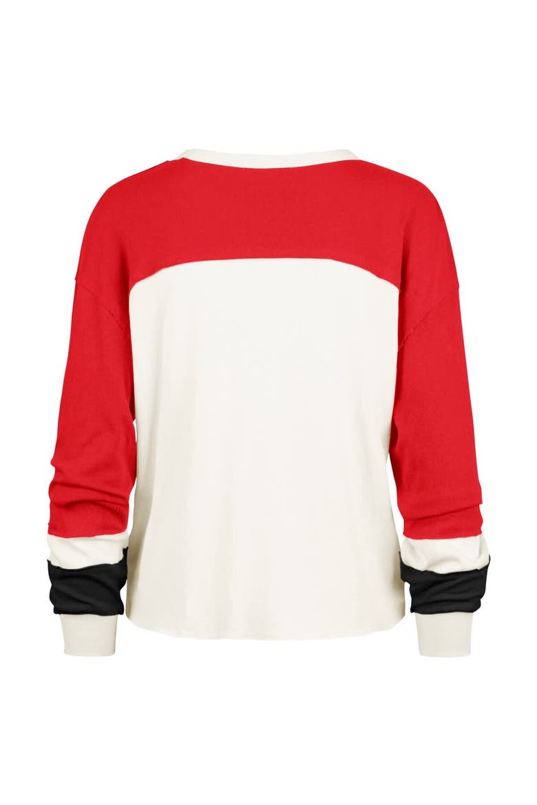 Women's '47  Cream Wisconsin Badgers Double Header Curve Raglan Long Sleeve T-Shirt, Alternate, color, Cream