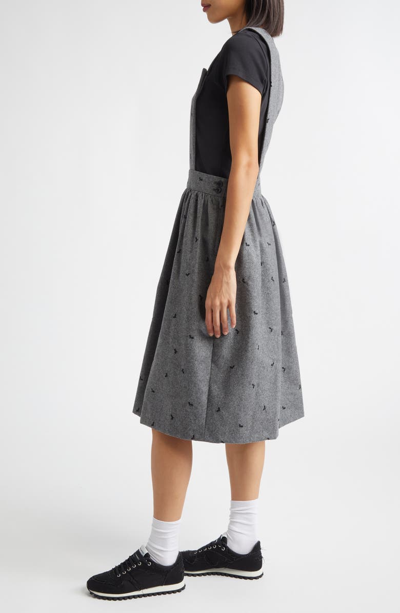 Comme des Garçons Girl Embroidered Wool Blend Flannel Pinafore, Alternate, color, Black/ Gray