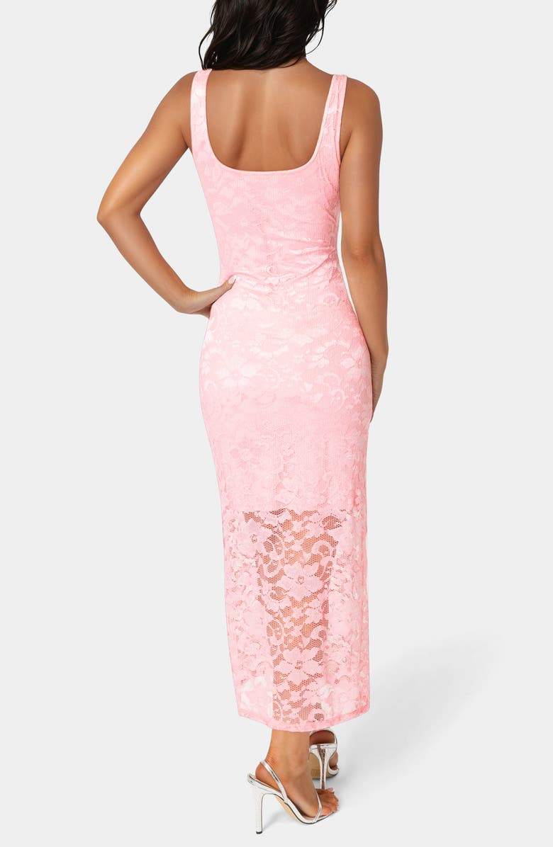 bebe Square Neck Lace Maxi Dress, Alternate, color, Fuchsia