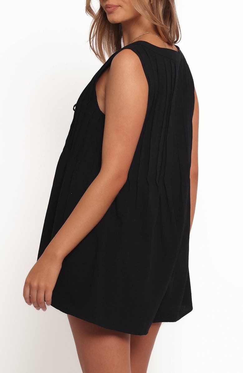 Petal & Pup Sleeveless Cotton Tie Front Romper, Alternate, color, Black