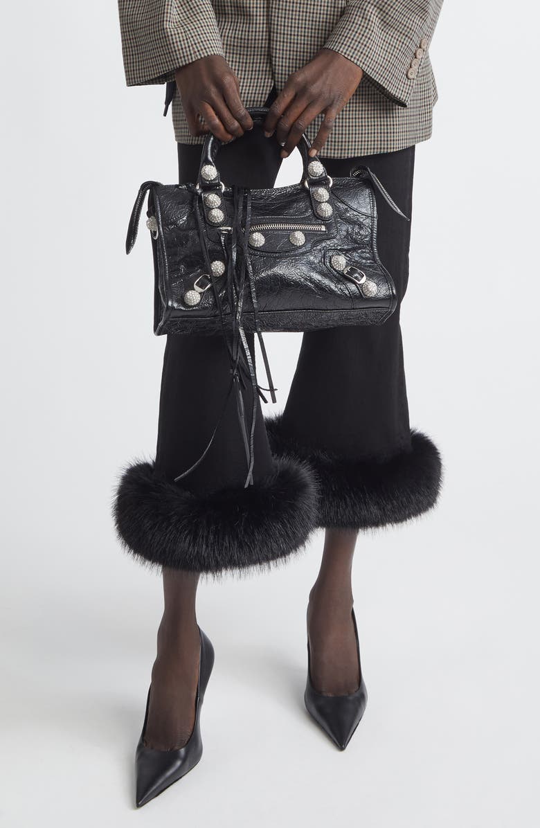 Balenciaga Small Le City Giant Stud Leather Top Handle Bag, Alternate, color, 1000 Black