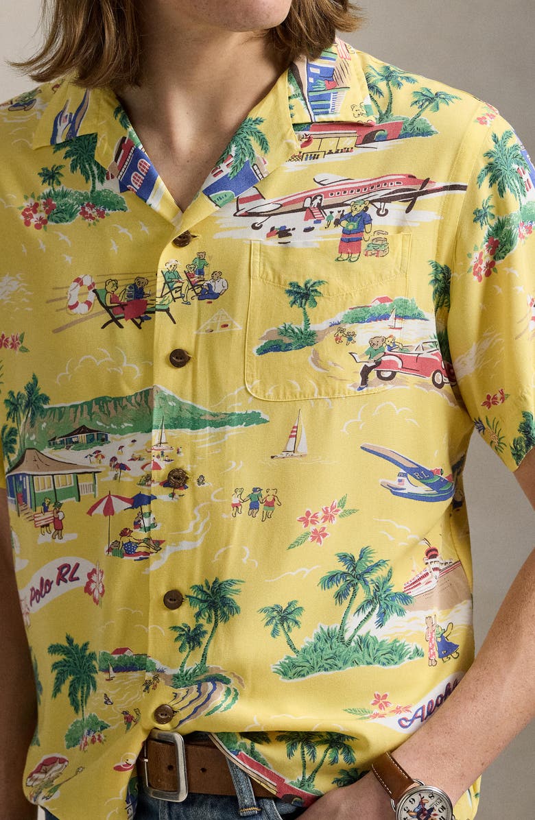 Polo Ralph Lauren Aloha Print Classic Fit Camp Shirt, Alternate, color, 