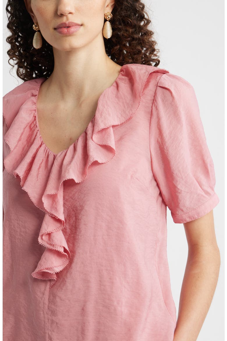Ruffle Crinkle Semisheer Top, Alternate, color, PINK COMPACT